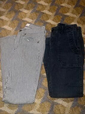 GAP Black & White Striped True Skinny Ankle Jeans